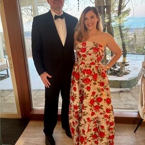 Mac Duggal Strapless Floral Gown